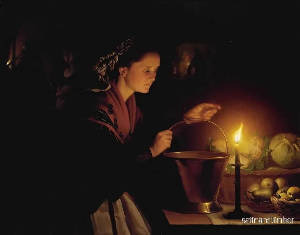 Reproduktion av målningen En marknadsscen vid ljuset av ljus - Petrus van Schendel - Bild 2
