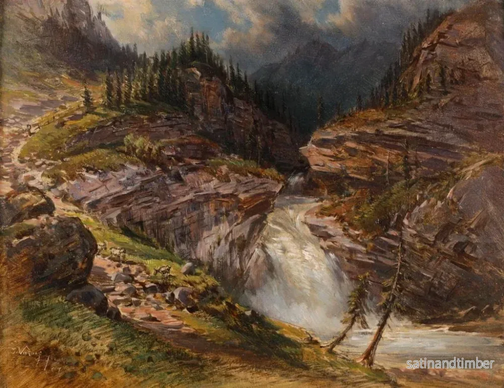 Reproduktion av målningen Bergère vid kanten av Golling-fallet - Giovanni Battista Varano - Bild 2