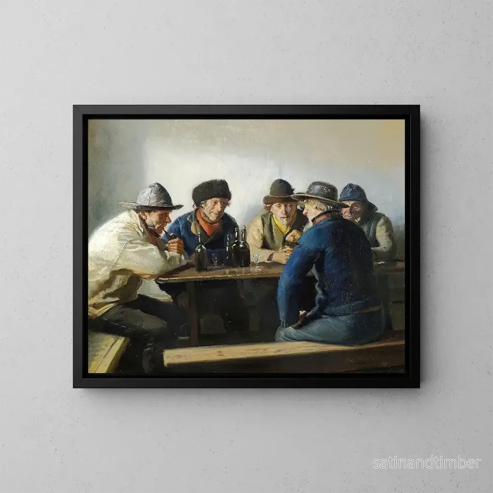 Reproduktion av målningen i ett trähus - Michael Ancher