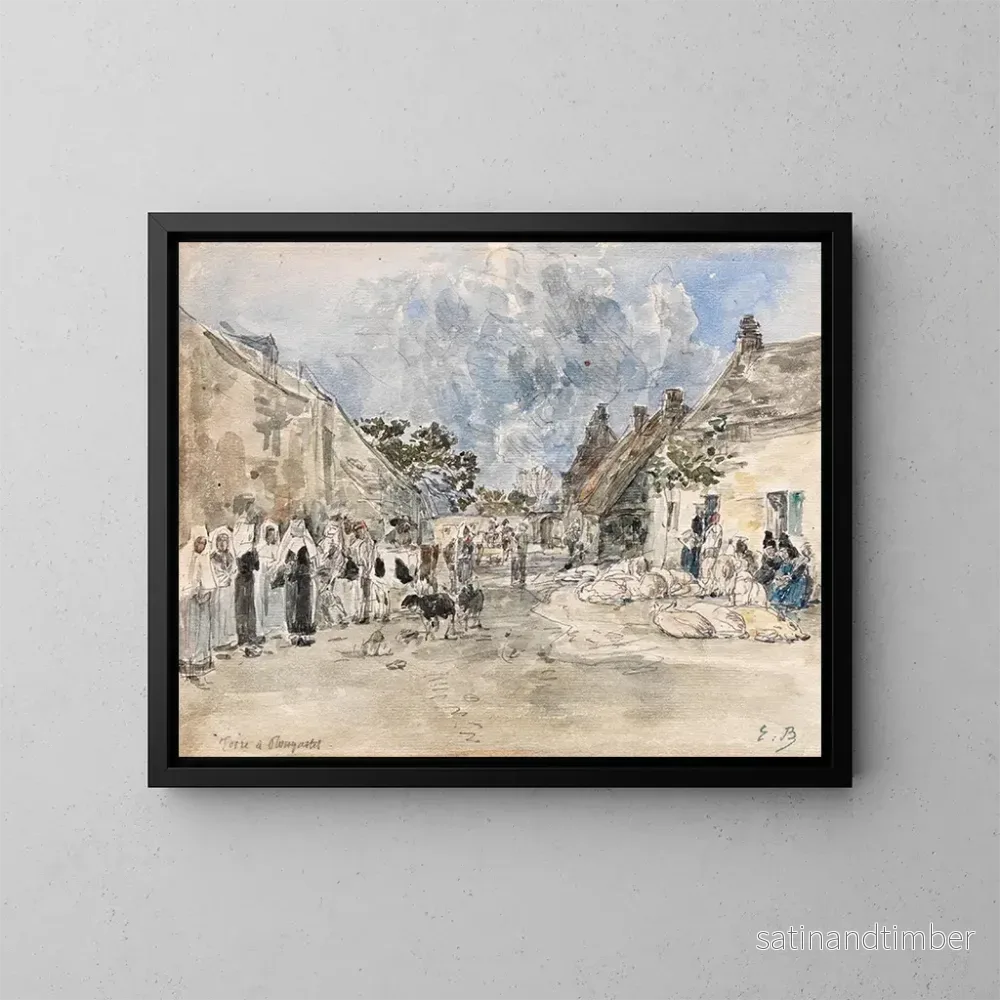 Reproduktion av målningen Foire de Plougastel - Eugène Boudin