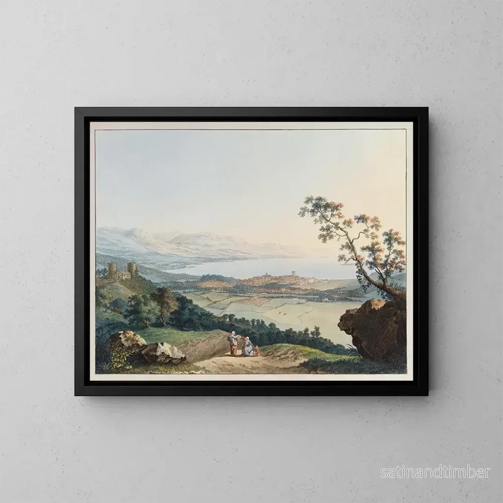 Reproduktion av målningen Vue de Genève prise depuis Saconex en Savoie - Carl Ludwig Hackert