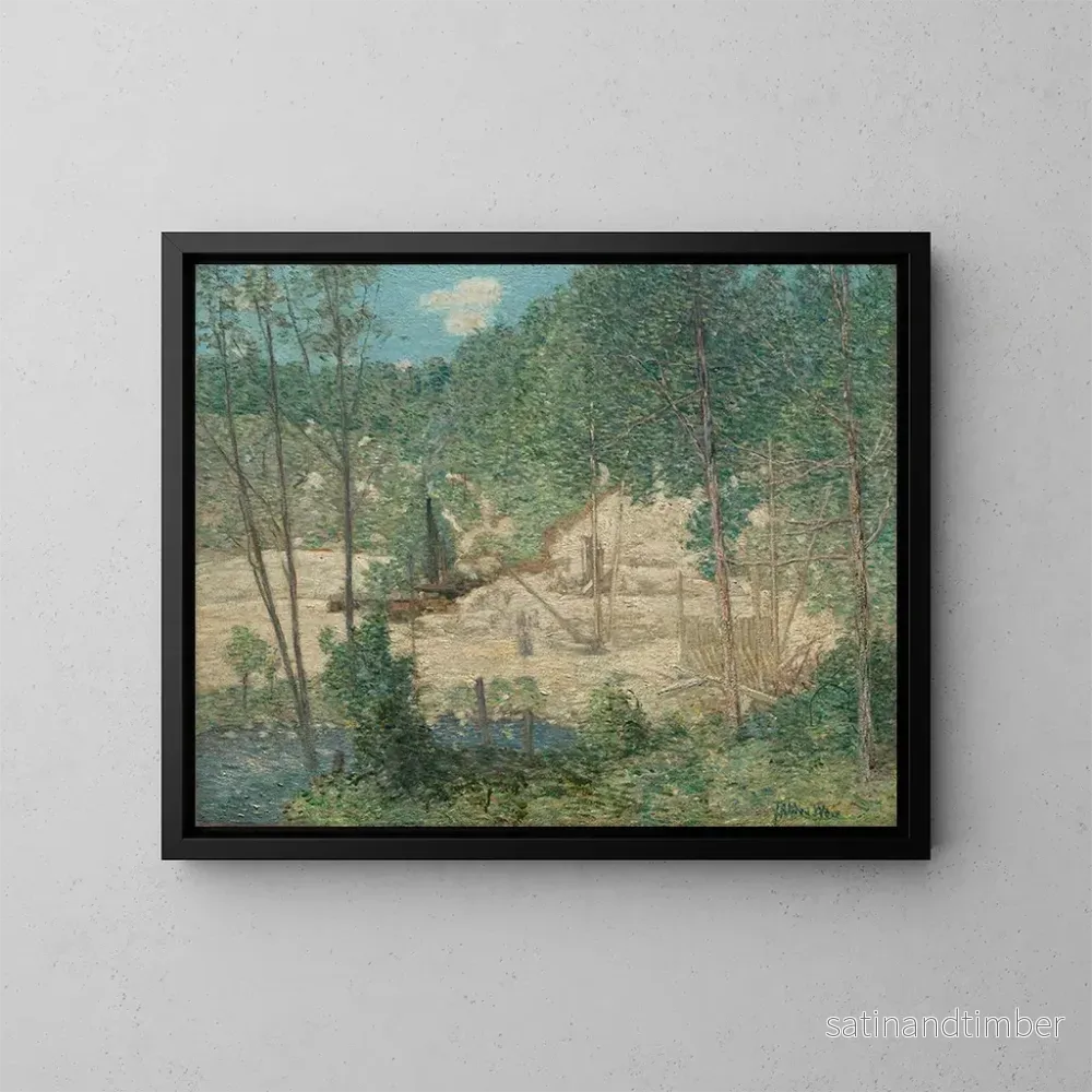 Reproduktion av målningen La construction du barrage - Julian Alden Weir