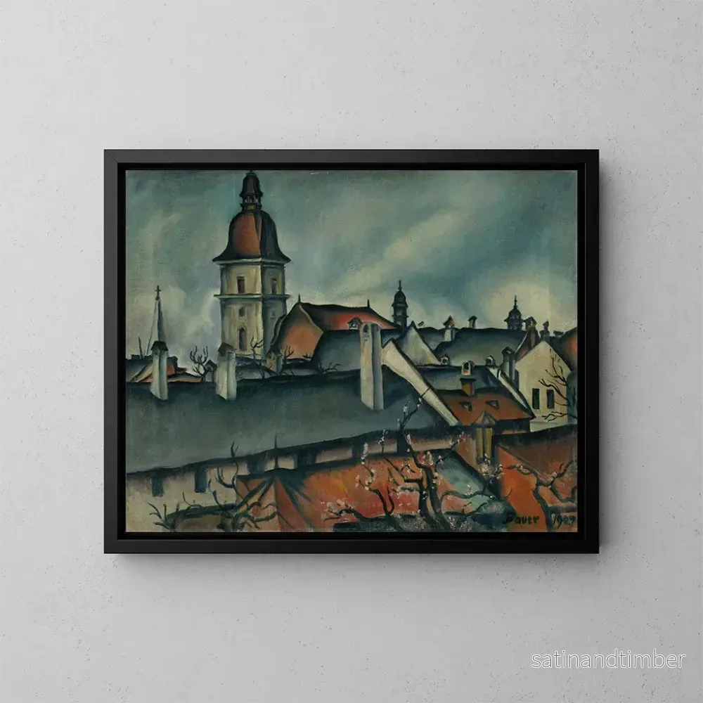 Reproduktion av målningen Vy över Košice - Konstantin Bauer