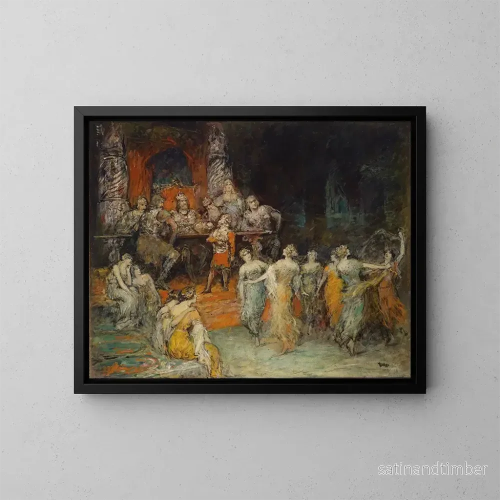 Reproduktion av målningen Le roi nain Laurin au palais de Dietrich de Berne - Ferdinand Leeke