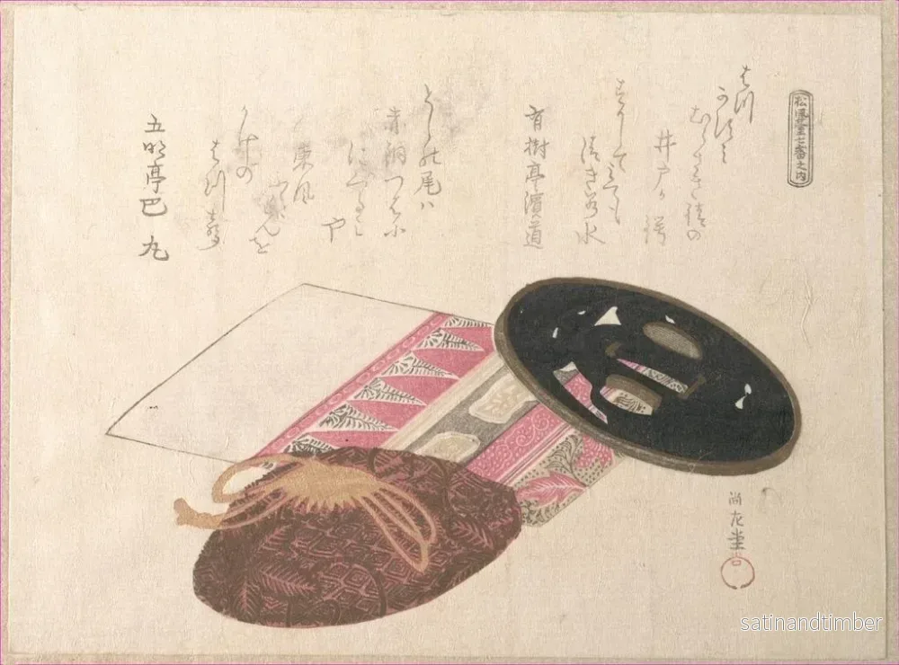 Reproduktion av målningen Garde de sabre Tsuba et sacs - Kubo Shunman - Bild 2