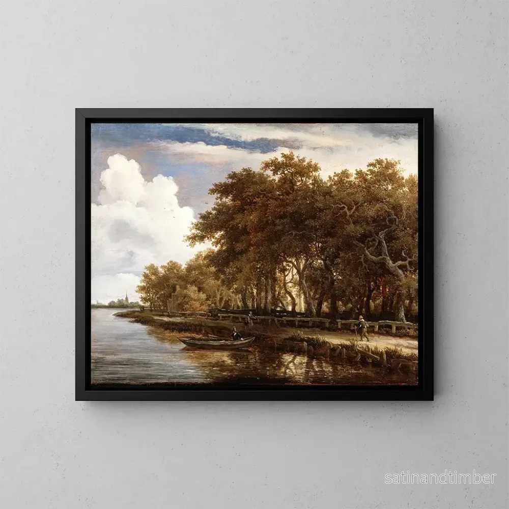 Reproduktion av målningen Vue le long de l'Amstel - Meindert Hobbema