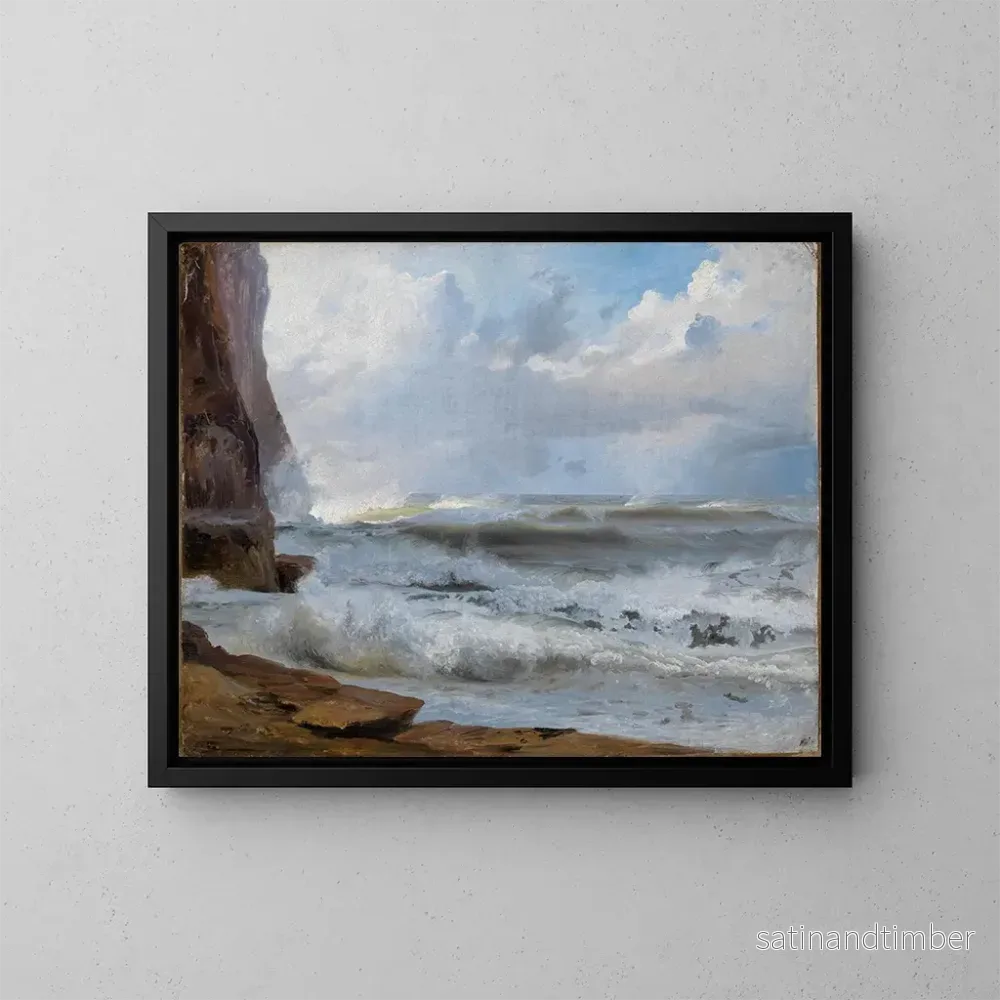 Reproduktion av målningen Studie av havet i Étretat med klippor till vänster – Johann Wilhelm Schirmer Reproduktion av målningen Studie av havet i Étretat med klippor till vänster – Johann Wilhelm Schirmer