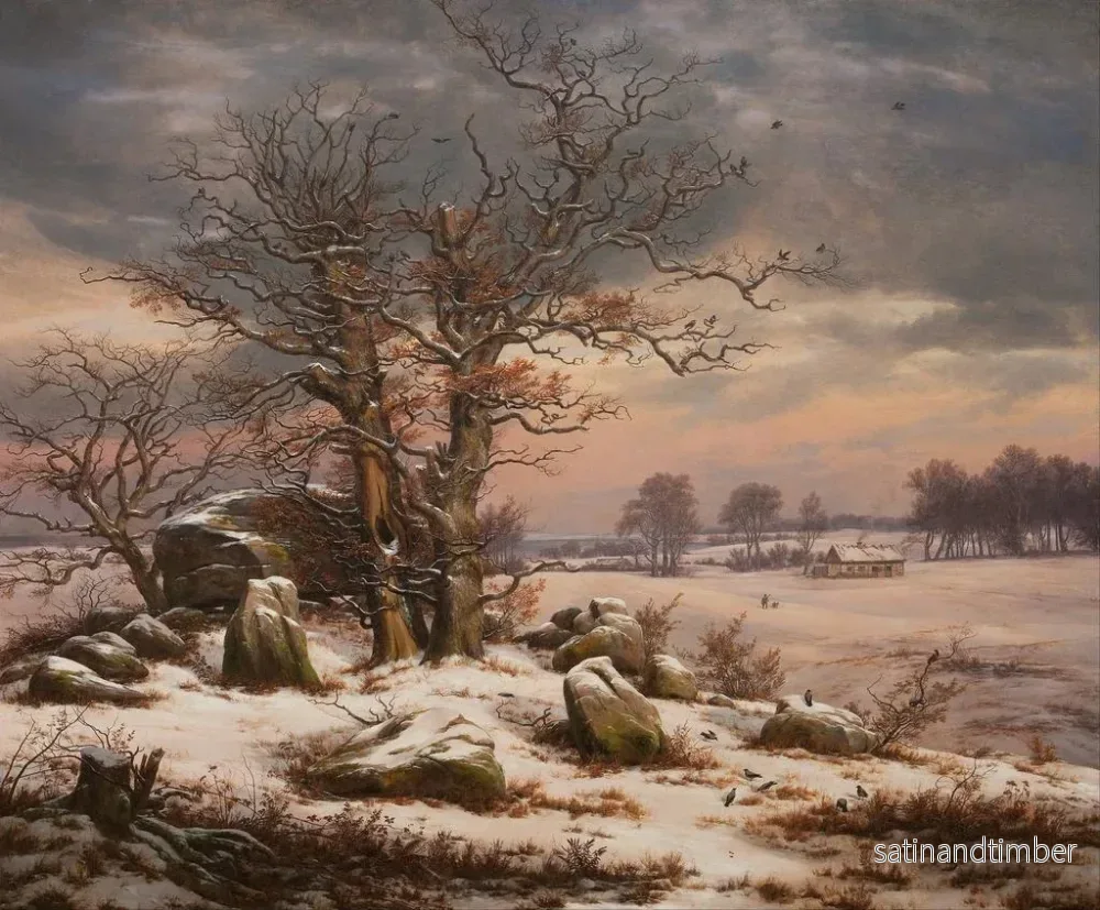 Reproduktion av målningen Landskapsbild av vinter nära Vordingborg, Danmark - Johan Christian Dahl - Bild 2