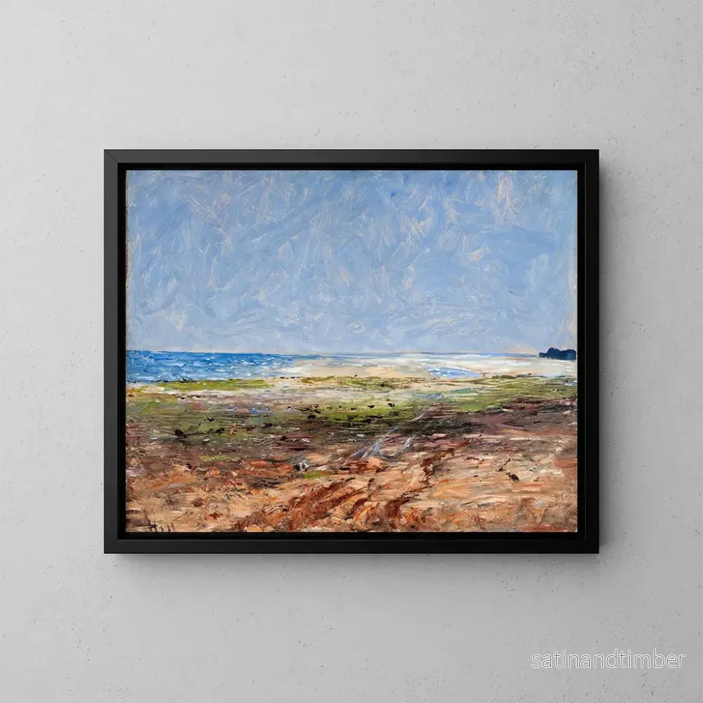 Reproduktion av målningen av kustscen i Luc-sur-Mer - Carl Fredrik Hill