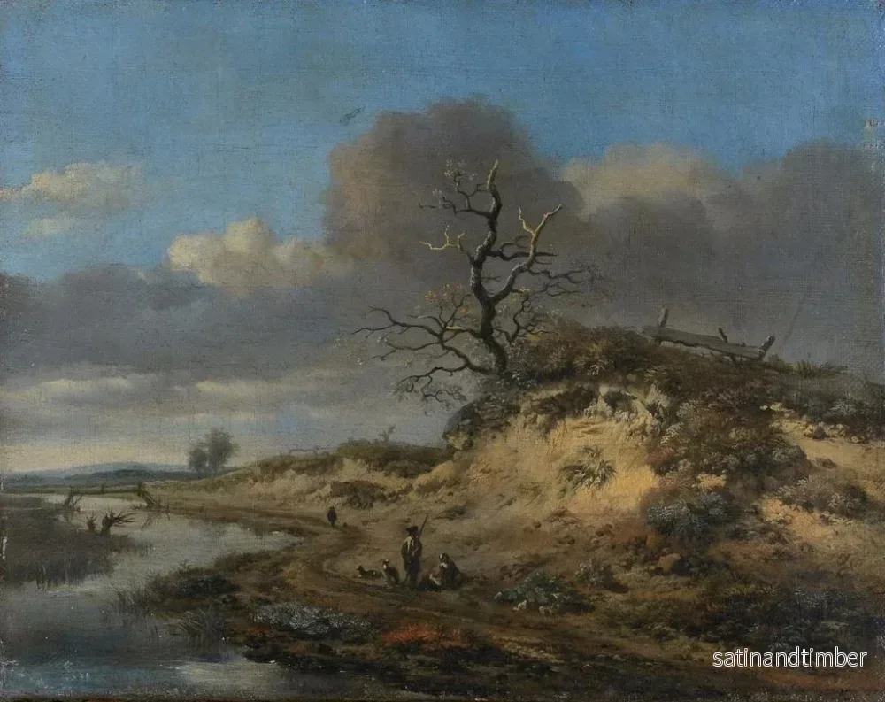 Reproduktion av målningen Landskapsmålning av sanddyner med en sandstig längs en flod - Jan Wijnants - Bild 2