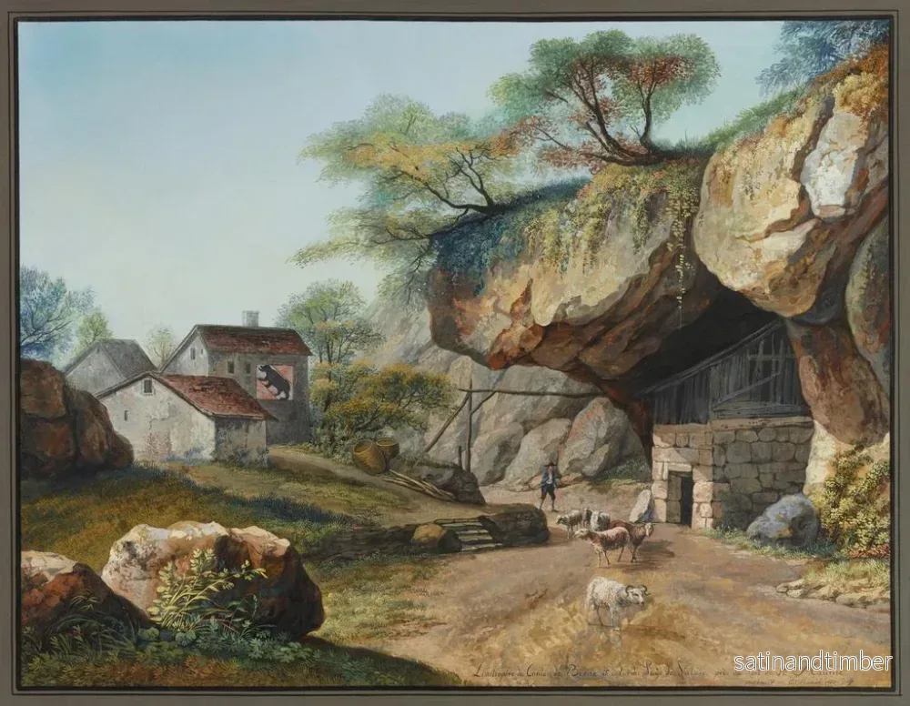 Reproduktion av målningen av gränsregionen mellan kantonen Bern och Valais nära Saint-Maurice-bron - Carl Ludwig Hackert - Bild 2