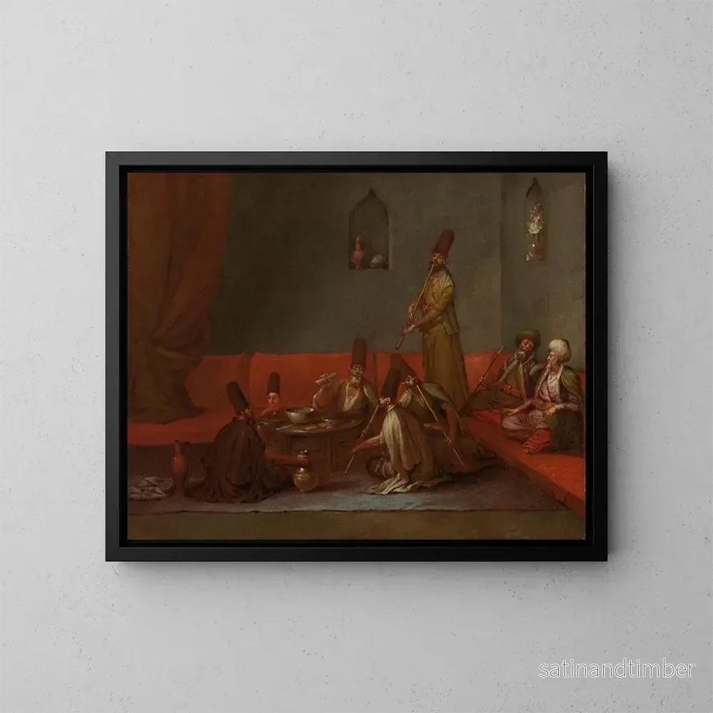 Reproduktion av målningen Derviches som delar en måltid - Jean-Baptiste Vanmour