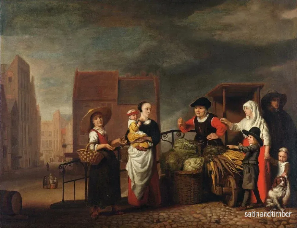 Reproduktion av målningen av grönsaksmarknad - Nicolaes Maes - Bild 2