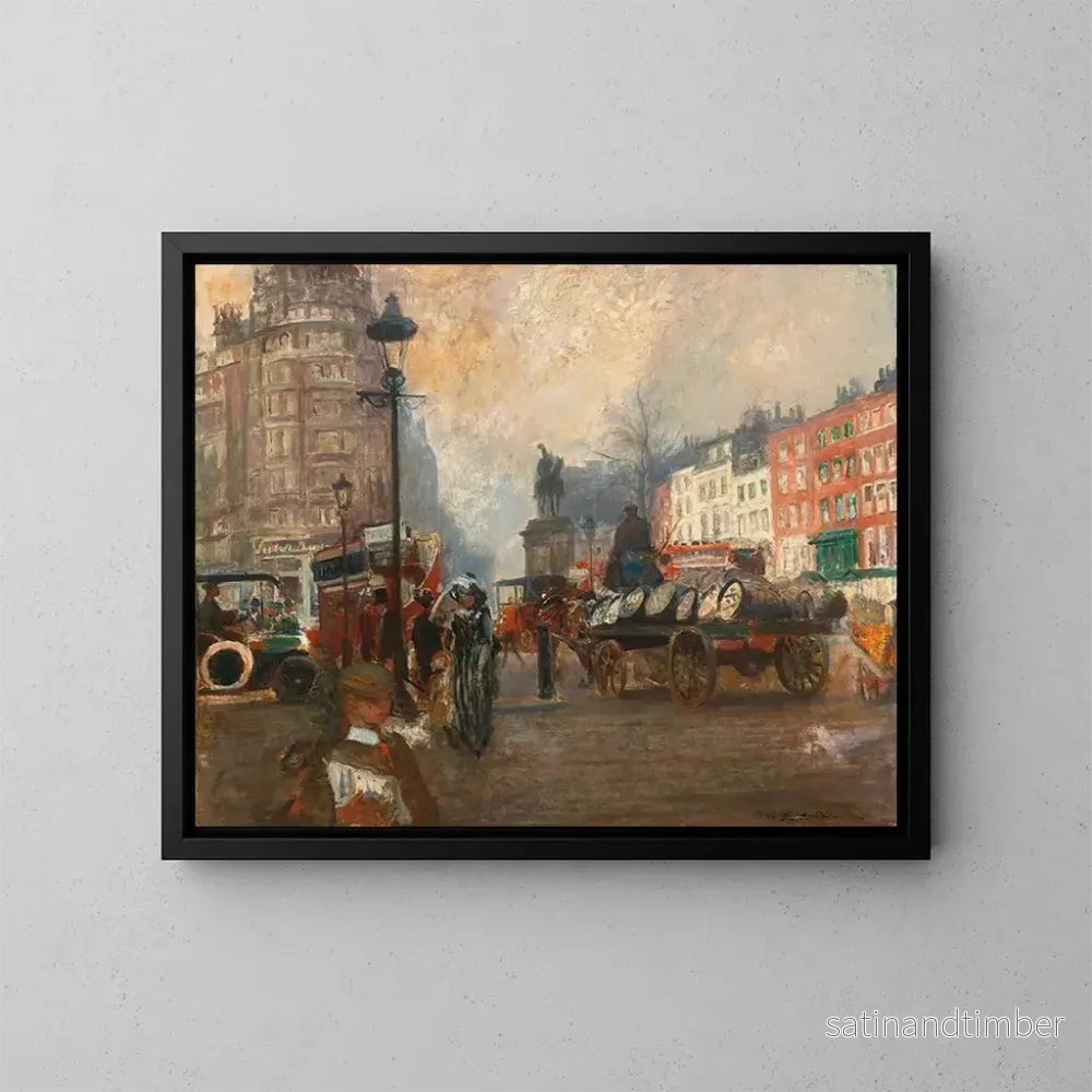 Reproduktion av målningen Knightsbridge sett från Sloane Street december 1913 - Jacques-Émile Blanche