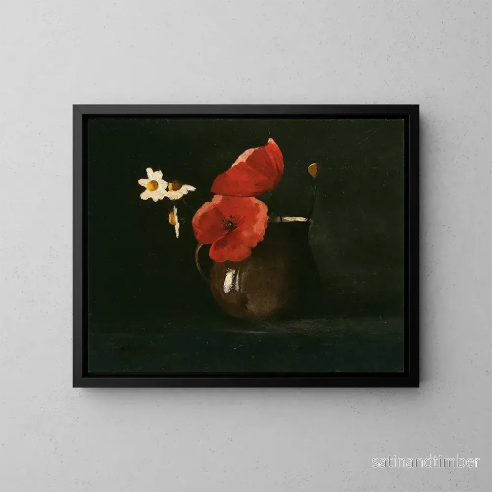 Reproduktion av målningen Blommor, vallmo och prästkragar - Odilon Redon