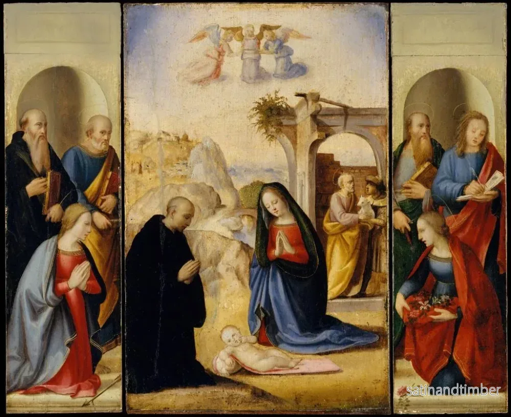Reproduktion av målningen La Nativité avec des saints - Ridolfo Ghirlandaio - Bild 2
