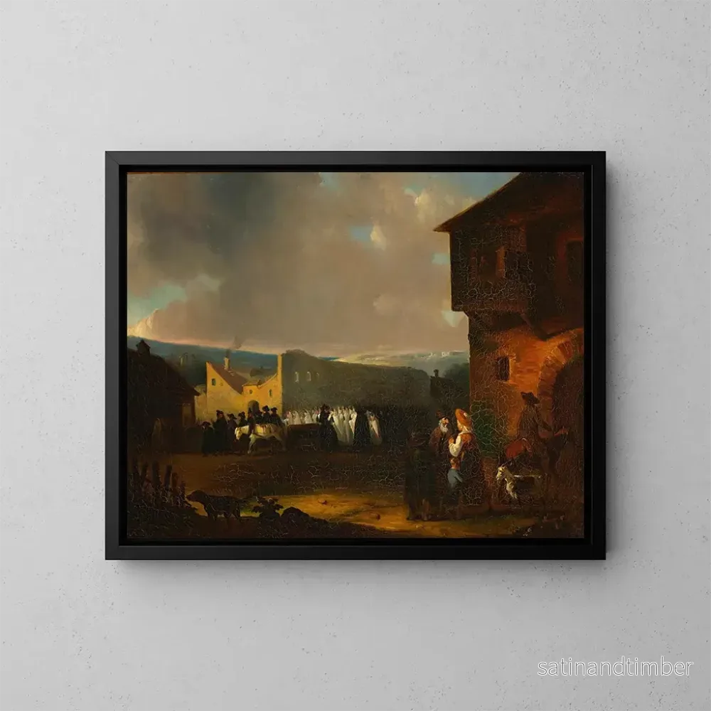 Reproduktion av målningen av judiska begravningar i Vilnius 1824 - Julian Karczewski