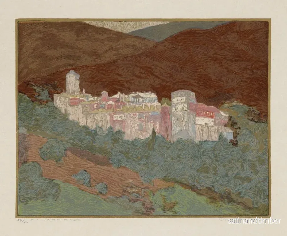 Reproduktion av målningen Athos, klostret Valopédie - François-Louis Schmied - Bild 2