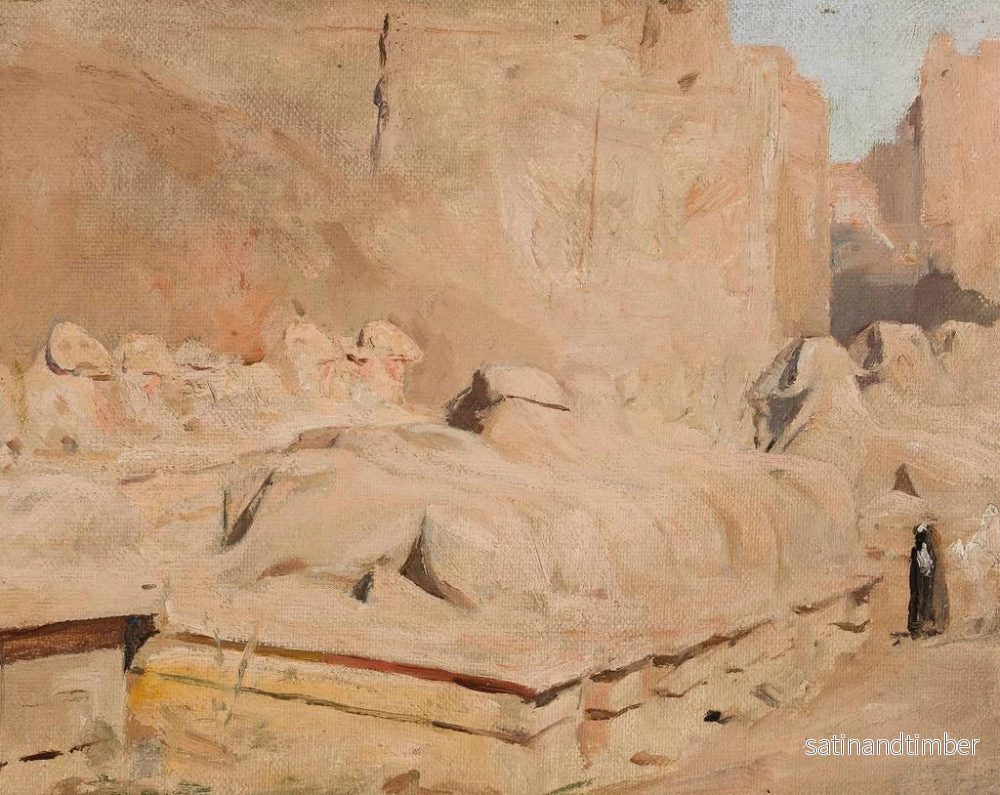 Reproduktion av målningen Allée du Sphinx, tempel av Amon-Rê, från resan till Egypten - Jan Cybis - Bild 2