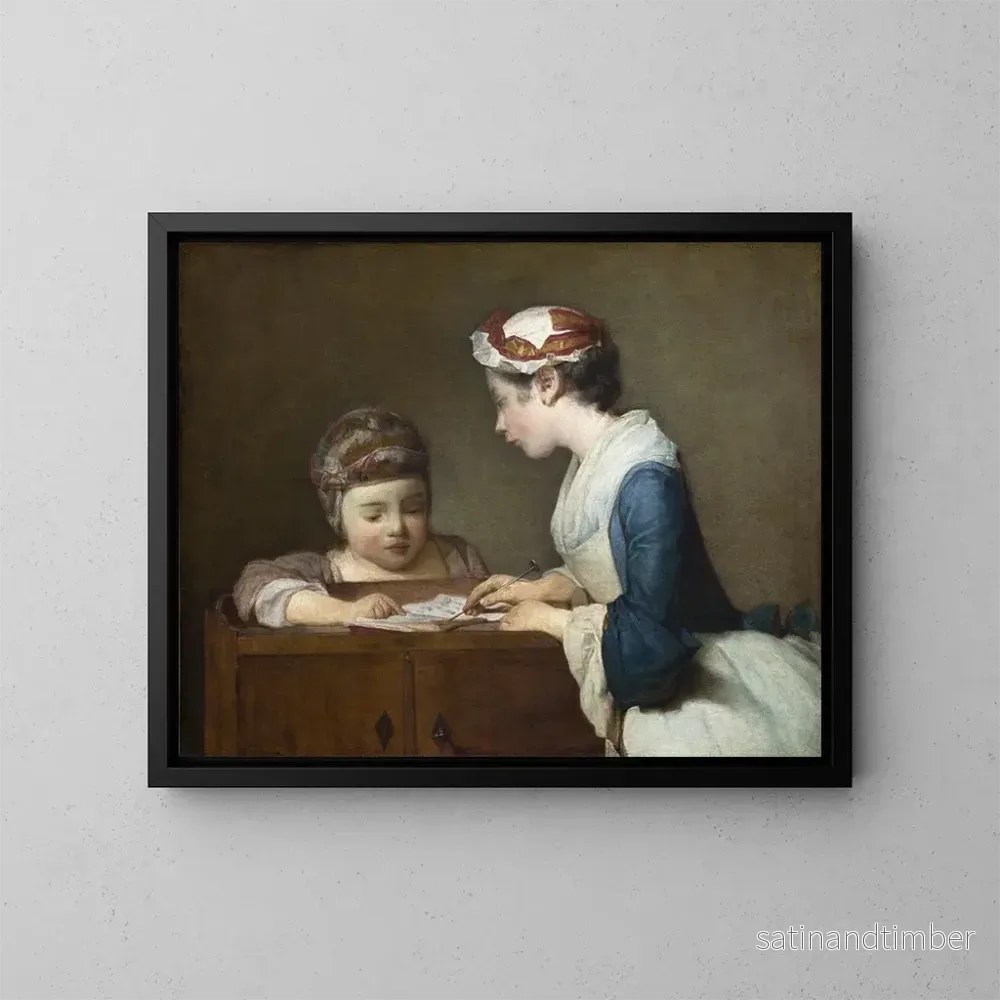 Reproduktion av målningen La Petite Maîtresse d'école - Jean Siméon Chardin
