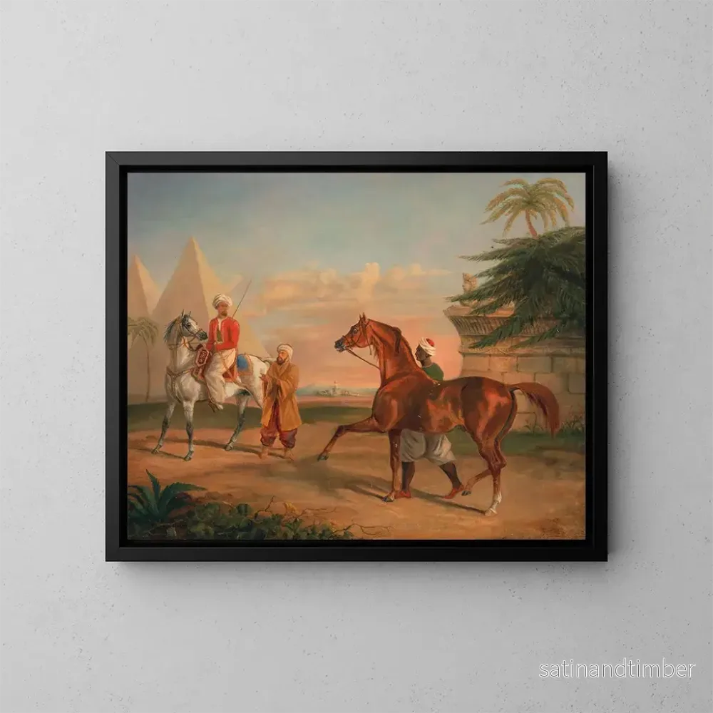 Reproduktion av målningen Mamelouk som köper en arabisk hingst - George Henry Laporte