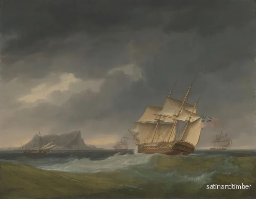 Reproduktion av målningen Kurs i en storm utanför Gibraltar - Thomas Whitcombe - Bild 2