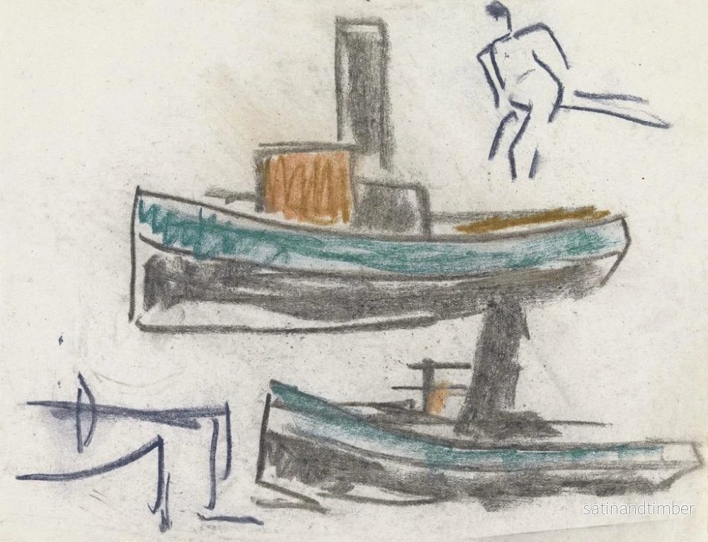 Reproduktion av målningen Studieblad med fartyg - Leo Gestel - Bild 2