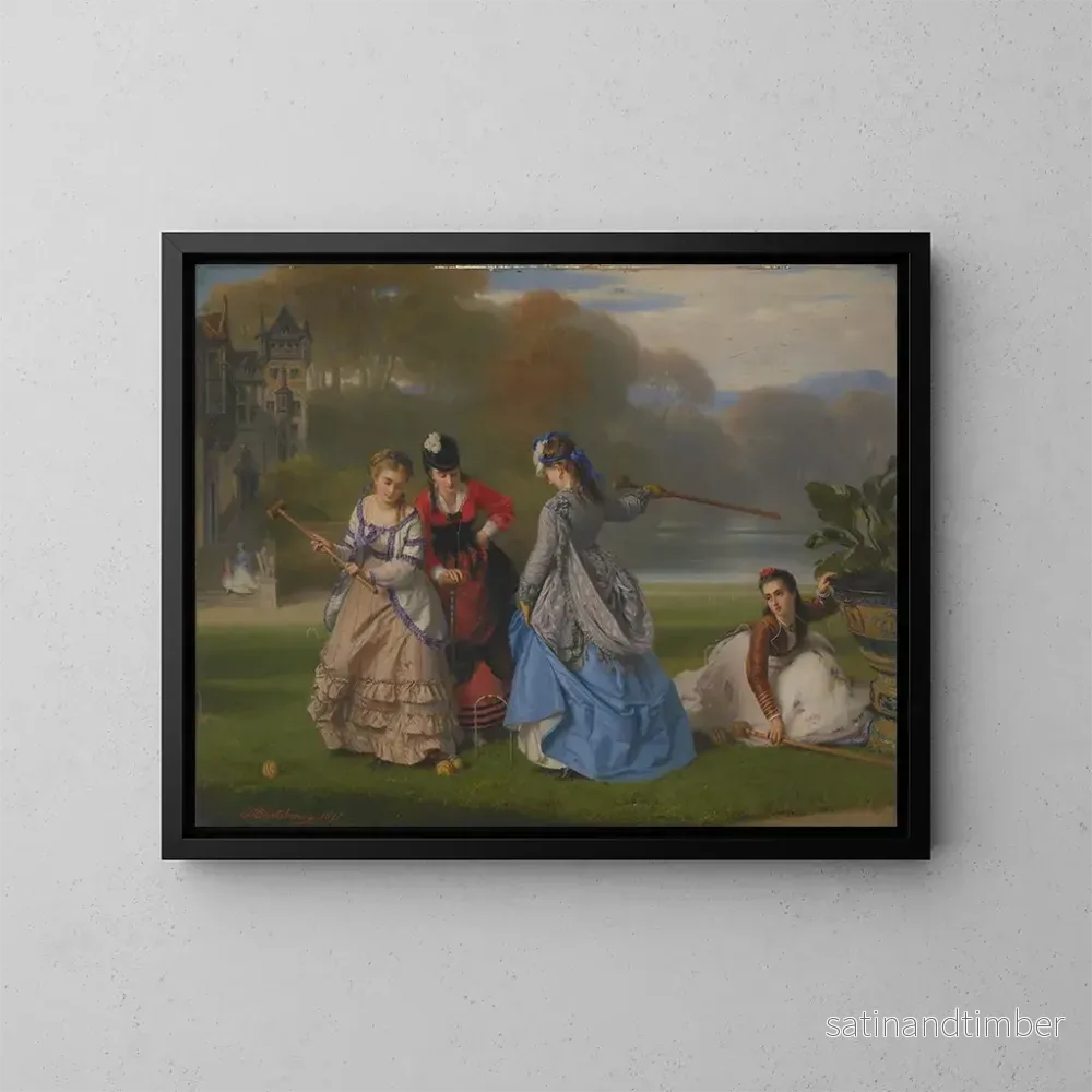 Reproduktion av målningen Croquetspelare - Charles Édouard Boutibonne