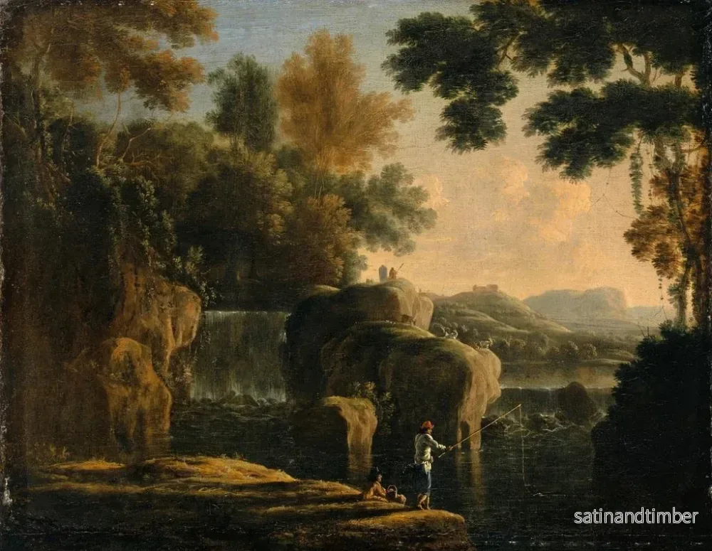 Reproduktion av målningen Cascade med fiskare - Herman van Swanevelt - Bild 2