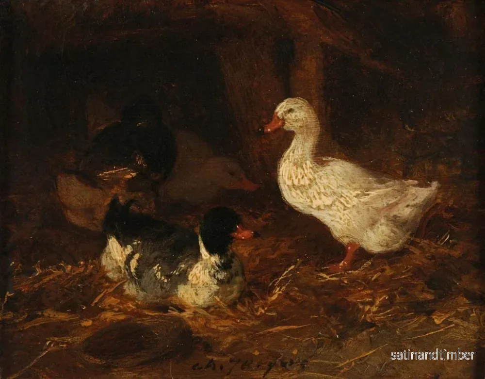 Reproduktion av målningen Kanadagäss på en gård - Charles Émile Jacque - Bild 2