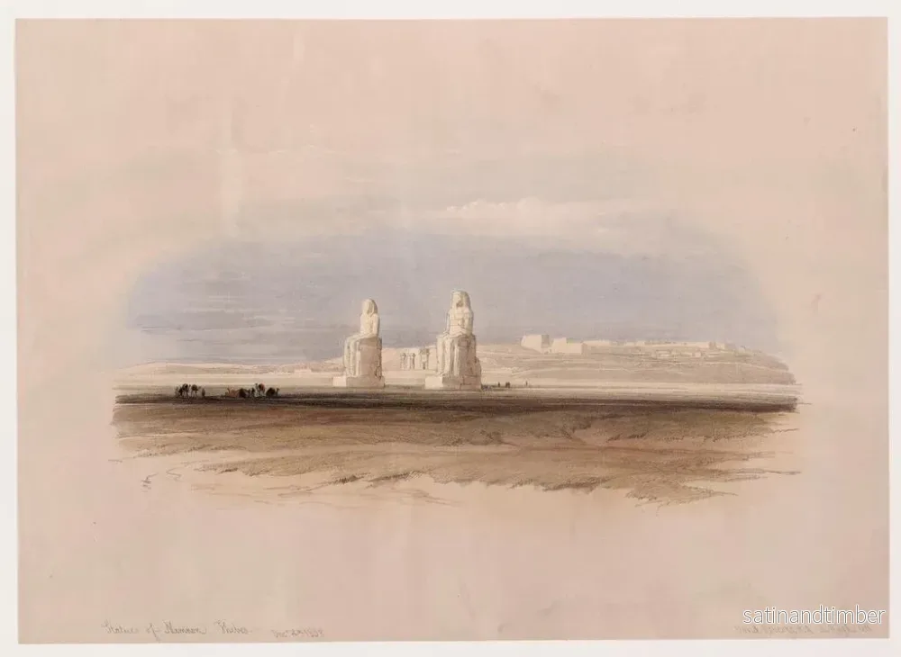Reproduktion av målningen Statyer av Memnon i Thebe, 4 december 1838 - David Roberts - Bild 2