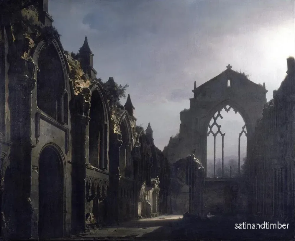 Reproduktion av målningen Les ruines de la chapelle de Holyrood - Louis Daguerre - Bild 2