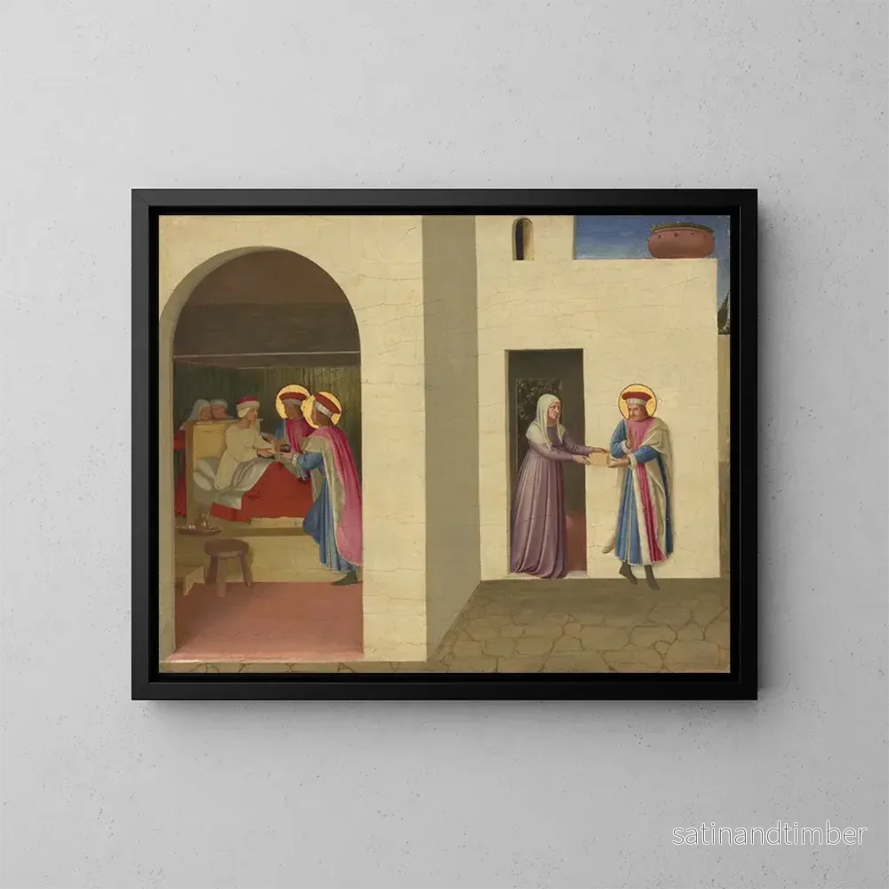 Reproduktion av målningen La guérison de Palladia par saint Côme et saint Damien - Fra Angelico