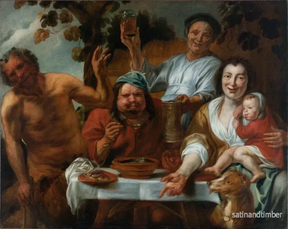 Reproduktion av målningen Le satyre et le paysan - Ecole de Jacob Jordaens - Bild 2