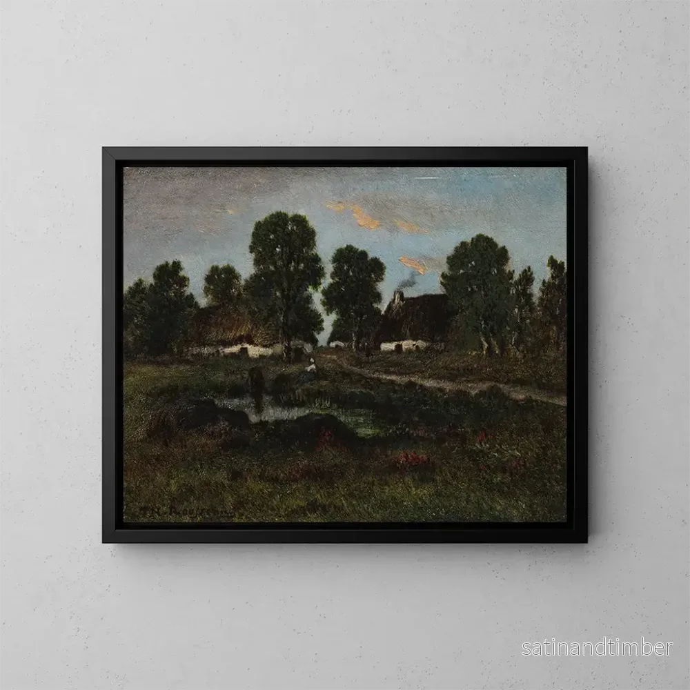 Reproduktion av målningen Cottages nära Larchant – Théodore Rousseau Reproduktion av målningen Cottages nära Larchant – Théodore Rousseau