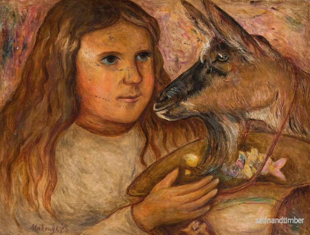 Reproduktion av målningen Liten flicka med en get - Tadeusz Makowski - Bild 2
