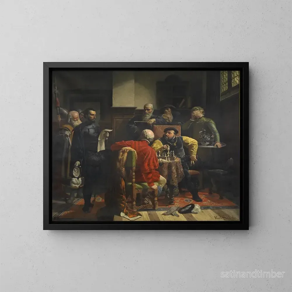 Reproduktion av målningen Annonsering av dödsstraffet vid Johann Friedrich av Sachsen - Karl Swoboda