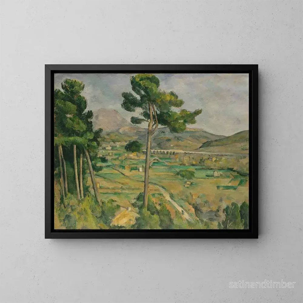 Reproduktion av målningen Mont Sainte-Victoire och viadukten i floddalen Arc - Paul Cézanne