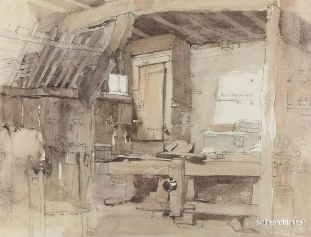 Reproduktion av målningen av snickeriverkstadens vinkel i Klingelbeek-huset i Oosterbeek - Petrus Franciscus Greive - Bild 2