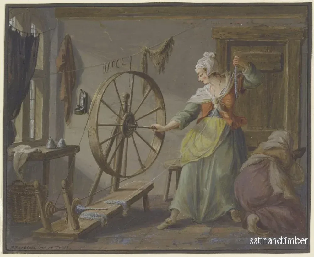 Reproduktion av målningen Två kvinnor sysselsatta med spolar av tråd och linneflätor - Pieter Bartholomeusz Barbiers - Bild 2