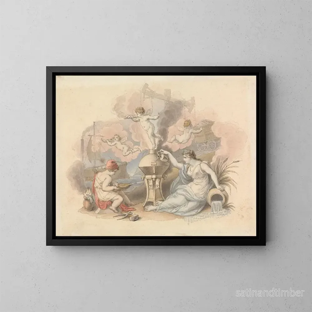 Reproduktion av målningen Allégorie de la vapeur - Edward Francis Burney