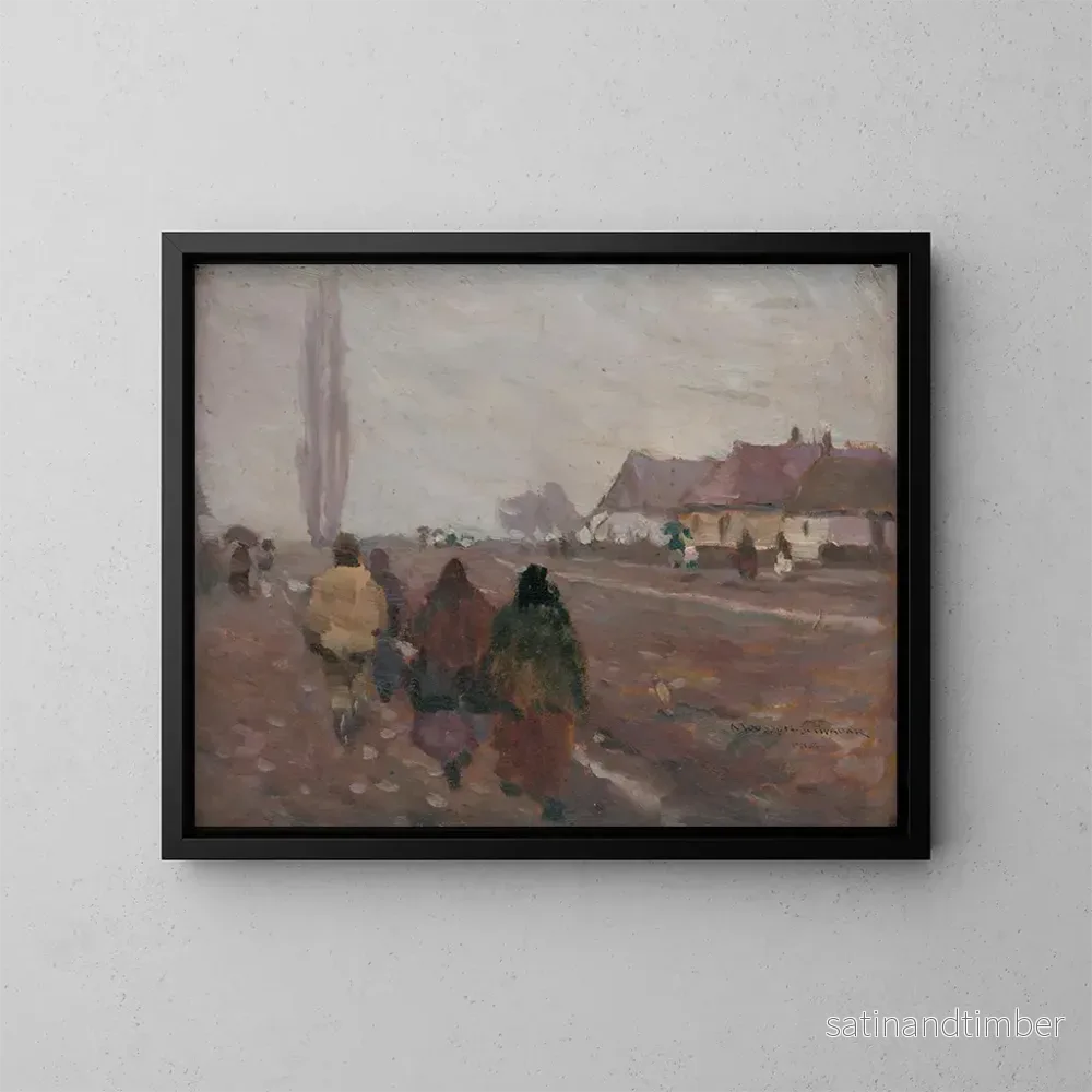 Reproduktion av målningen På vägen till marknaden i Michalovice - Jozef Teodor Mousson