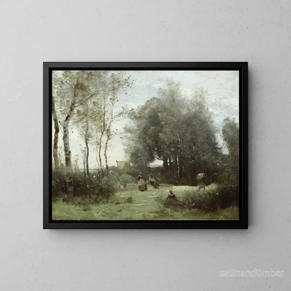 Reproduktion av målningen Le Pont des rendez-vous - Jean-Baptiste-Camille Corot