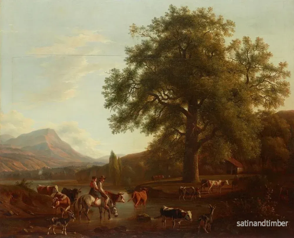 Reproduktion av målningen Landskapsbild av flod - Jean-Daniel Huber - Bild 2
