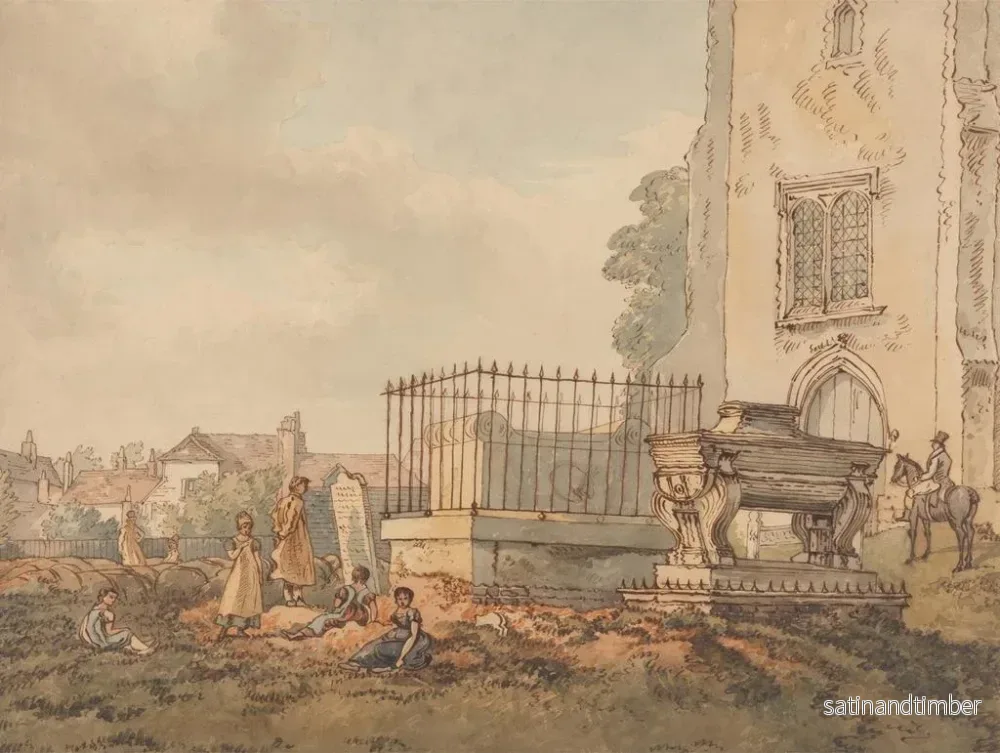 Reproduktion av målningen Cimetière de Bushey avec les tombes d'Edridge Hearne et de H. Monro - William Henry Hunt - Bild 2