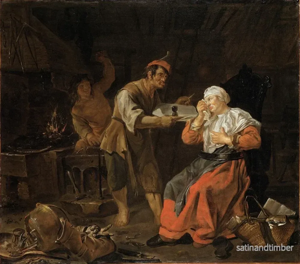 Reproduktion av målningen Äldre kvinna i en fåtölj med prat - Gabriel Metsu - Bild 2