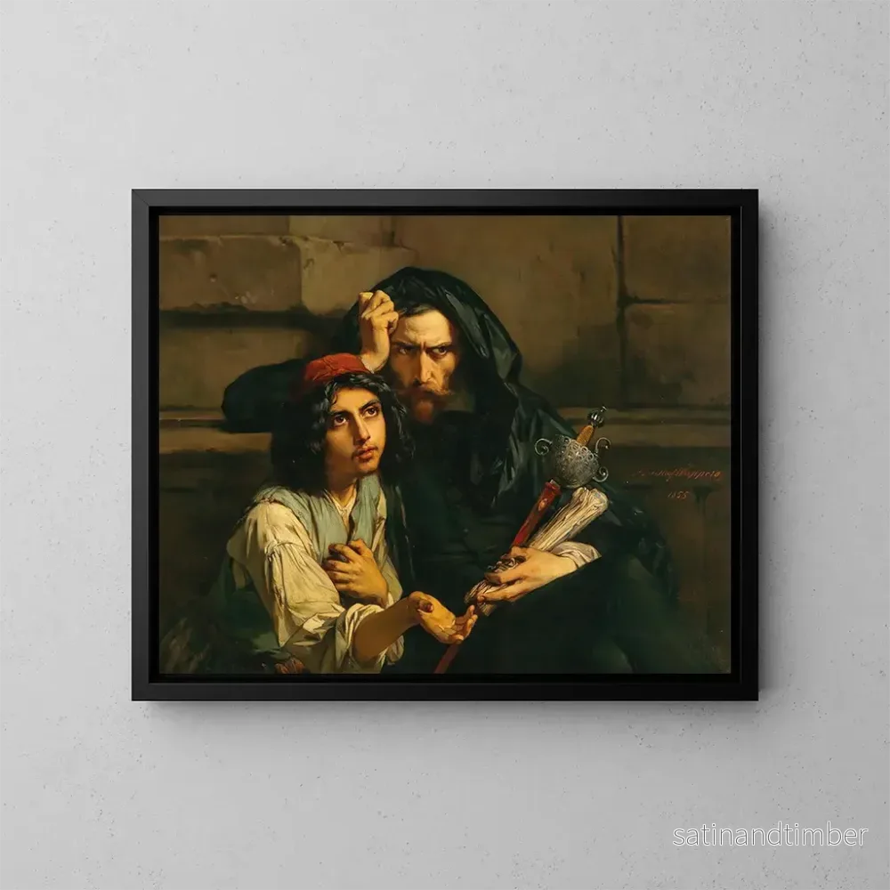 Reproduktion av målningen Portrait de Lus de Cames et de son chef - Gustaf Wappers