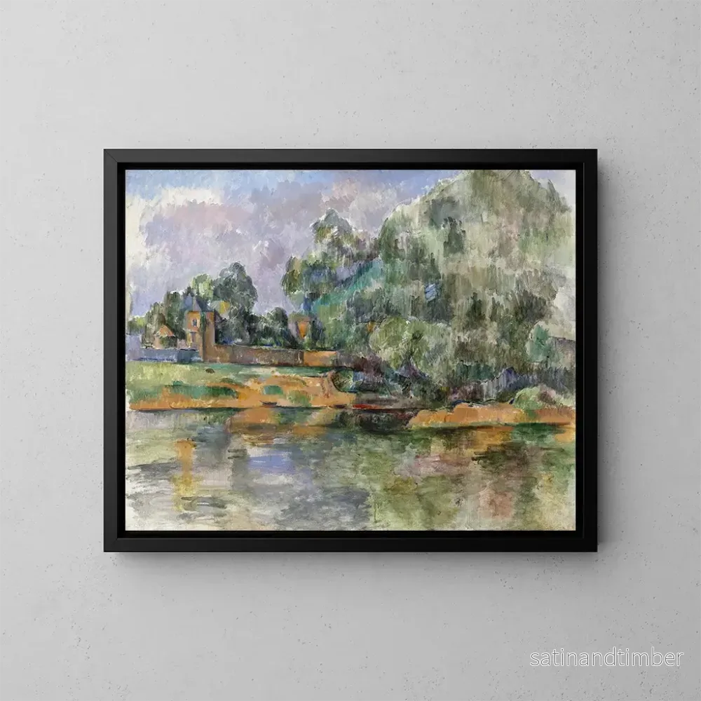 Reproduktion av målningen Bords de la Seine à Mantes - Paul Cézanne