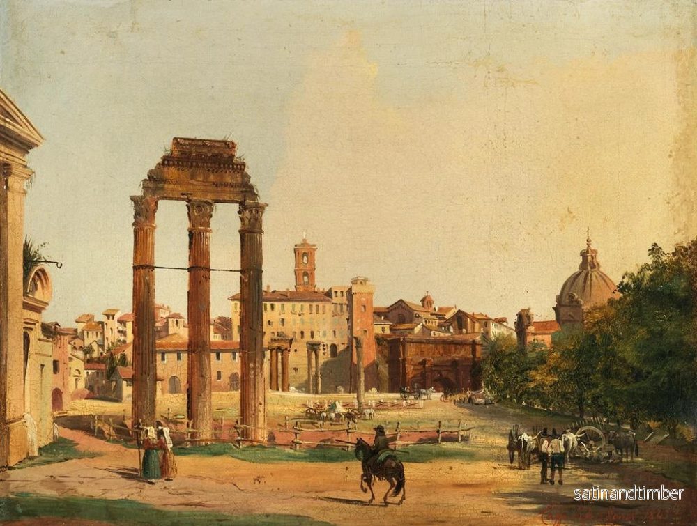 Reproduktion av målningen Vue du Forum romain avec le temple de Castor et Pollux - Ippolito Caffi - Bild 2
