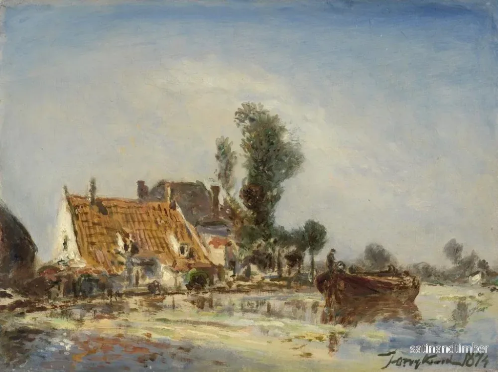 Reproduktion av målningen Hus vid en kanal nära Crooswijk - Johan Barthold Jongkind - Bild 2